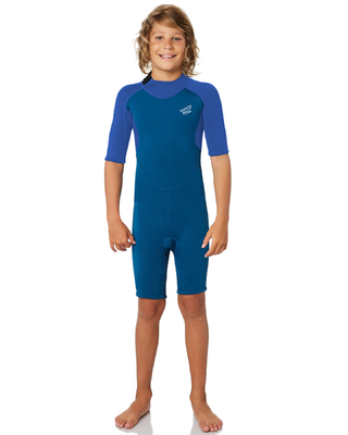 Μπλε παιδιά Shorty Wetsuit/νεοπρένιο 2.5mm μακρύ μανικιών ενός κομματιού πλήρες κατάδυσης μαγιό προστασίας κοστουμιών UV για τα αγόρια προμηθευτής